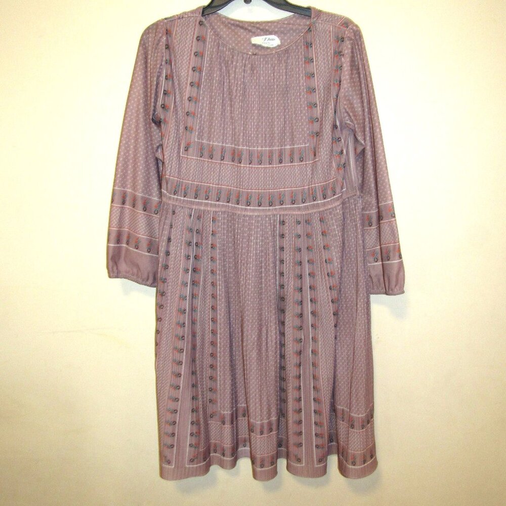 Vtg 70s Hal Ferman PCF Petites Tan Sheer Cottagecore Micro Pleat Dress sz 6 P